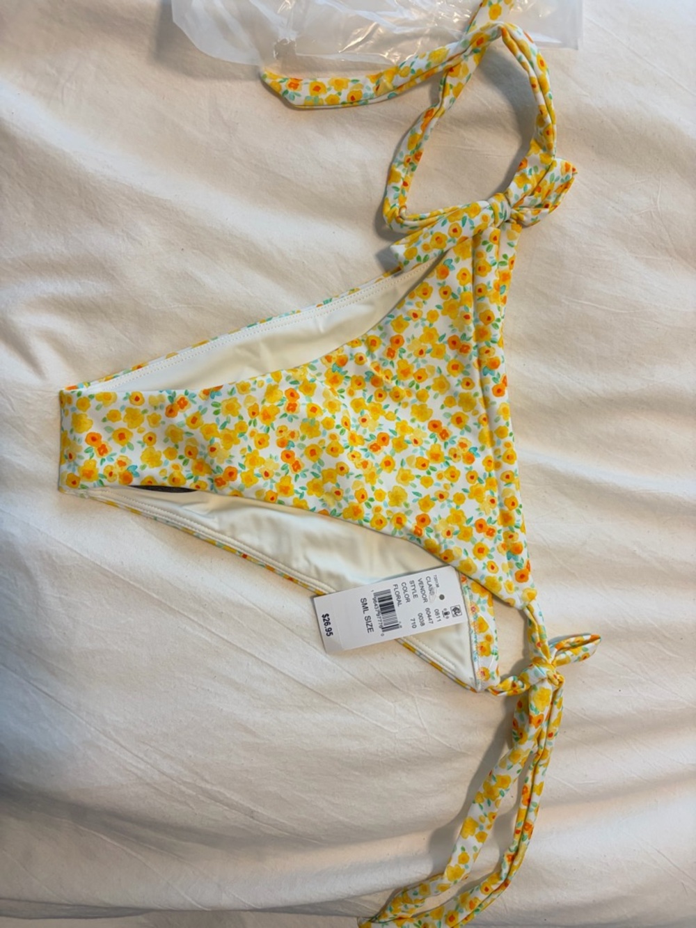 PacSun Swim Yellow Floral Tie-Side Bikini Bottoms